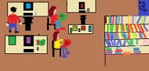 „Mokyklos bibliotekoje“ G. J., 3 klasė, Radviliškio r. Pociūnėlių pagrindinė mokykla